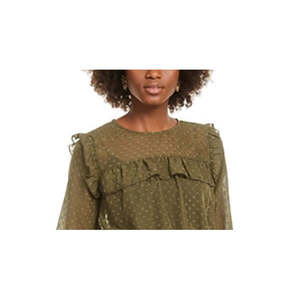 Top Smockato in Chiffon Verde per Donna, Collezione Love Fire, Taglia X-Large per Primavera/Estate - Product Image 1