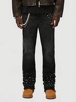 Pantalones vaqueros de estilo informal a la moda de la calle, Pantalones rectos de mezclilla para hombre, nuevos pantalones de otoño con diseño apilado elástico lavado transfronterizo
