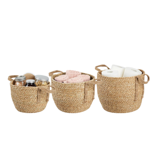 Set of 3 Hand Woven Hyacinth <b>Storage</b> Baskets Rectangle Laundry Hamper Injection Water Hyacinth <b>Toys</b> <b>Organizer</b> Handle-Wholesale - Product Image 4