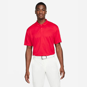 Polo de Golf Rojo Universitario para Hombre, 100% Poliéster, Transpirable, Absorbe el Sudor, Corte Estándar Relajado, 2 Botones, Color Sólido - Product Image 1