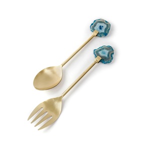 Stainless Steel Salad Spoon & Fork <b>Cutlery</b> <b>Set</b> of 2 with PVD <b>Gold</b> Plated for Home & Hotel Best Quality Salad Serving <b>Set</b> of 2 - Product Image 3