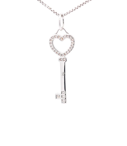 Collar con colgante de plata de ley 925 sólida y oro rosa con llave de diamante natural para mi corazón para joyería de moda para mujer - Product Image 4