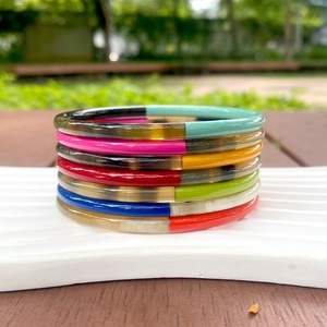 กำไลเขาสีแดงคุณภาพสูงกำไลเขาควายแท้สร้อยข้อมือเคลือบเงา - Product Image 5