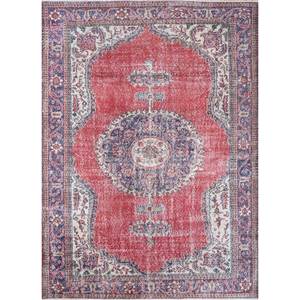 Alfombra de Lana Anudada a Mano de Gran Tamaño, Diseño de Medallón Rojo y Naranja, para Sala de Estar, Pasillo Rectangular, Modelo Pae-2050 - Product Image 1