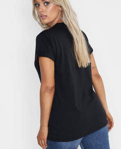 T-shirt pour femme, été, fermeture éclair, appliques, délavage acide, uni, confortable, tendance, streetwear, 100% coton - Product Image 2