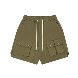 Pantalones cortos cargo multibolsillo de forro polar de algodón pesado personalizados para hombre al por mayor - Product Image 1