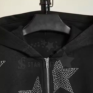 Trendy Men Basic Acid Wash Rhinestone Hoodie Cotton Blended <b>Sparkly</b> Streetwear Long Sleeve Pullover <b>Top</b> - Product Image 5