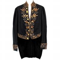 Uniforme militaire français grande taille, longue veste en laine avec garniture en fourrure de mouton