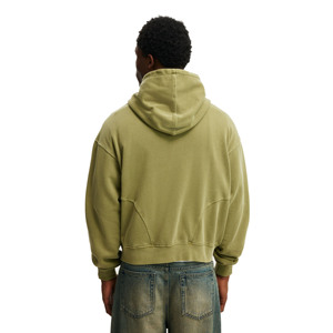 Sudadera con capucha de algodón 100% de peso pesado personalizable para hombre, ropa de calle Vintage desgastada con cremallera de gran tamaño para invierno - Product Image 3