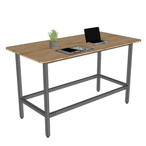 Industrial Oval Standing Conference <b>Table</b> 180x90x105cm Rubber Wood Top with Iron Legs Assembly Required HBMN39 - Product Image 4