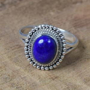 Blue Lapis Lazuli Ring 925 Sterling <b>Silver</b> Oval Gemstone Handmade Jewelry Elegant Gift For Women - Product Image 3