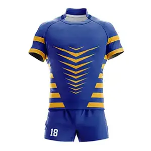 Klassiek Gesublimeerd Modern Verbeterde Mobiliteit Pro-Level Rugby Uniform Zwaar Zweetbestendig Custom 100% Katoen Rugby Uniform