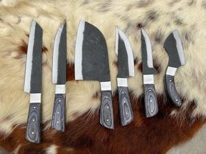 ชุดมีดเชฟ 6 ชิ้น สไตล์ใหม่ ทำจากเหล็กกล้าไร้สนิม ดามัสกัส พร้อมด้ามไม้และใบมีดเหล็กกล้าคาร์บอน - Product Image 3