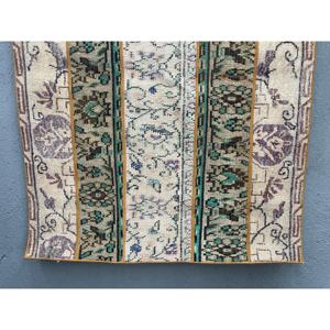 3.4x4.2 ft Small Vintage Turkish Rug, <b>Brown</b> Animal Print <b>Wool</b> Rug - Product Image 3