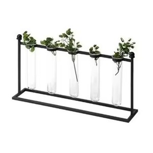 Arreglo Floral Hidropónico Moderno Hecho a Mano para Mesa, Decoración con Soporte de Metal para Flores, Florero de Vidrio con Tubos de Ensayo, Hierro - Product Image 2