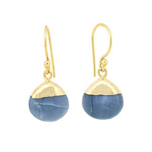 Natural Blue Onyx Teardrop Dangle <b>Earrings</b> 8-10mm Gold Electroplated Fashionable Gold-Plated Hook Birthstone Jewelry - Product Image 2