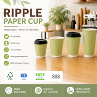 Service d'identité de marque avec logo personnalisé imprimé, tasse à café ondulée durable, résistante aux hautes températures, avec support fiable