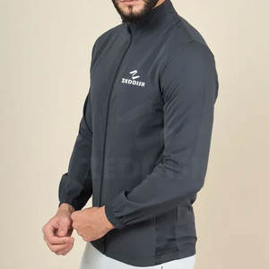 Durable Polyester Sports <b>Jacket</b> for <b>Men</b> with Stand Collar Breathable Mesh Lining Front Logo <b>Zip</b> Pockets Winter <b>Jacket</b> - Product Image 3