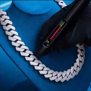 Pass Diamond Tester GRA Hip Hop S925 Silver Iced Out Bling 3 filas 14MM 16MM 18mm 20mm VVS Moissanite cadena de eslabones cubanos para hombres - Product Image 3