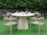 Table à manger ronde en béton minimaliste moderne avec base conique, design stable pour l'ameublement de la maison