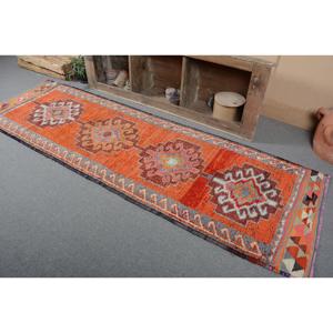 Turkish Vintage <b>Runner</b> <b>Rug</b> 3.1x9.7 ft, Herki Orange Wool <b>Rug</b> - Product Image 3
