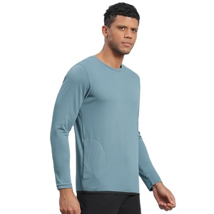 T-shirt Premium Homme Manches Longues 260g Coton Fibre de Bambou Écologique Séchage Rapide Doux Respirant Décontracté Tendance OEM Personnalisable - Product Image 3