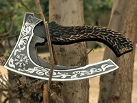 Coupe-pizza Viking fait main Hache barbu Trancheuse à pizza avec lame en acier au carbone pour le camping et la cuisine pour les amateurs de pizza