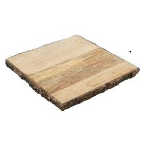 Plateau de service et assiette de présentation en bois d'acacia et plastique biodégradable à motif végétal pour aliments, fruits, collations, amuse-gueules - Product Image 1