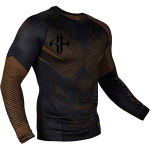Ropa de gimnasio ajustada de manga larga para hombre, camisa de protección contra sarpullidos, LICRA y poliéster, logotipo personalizado al por mayor de alta calidad para hombre - Product Image 3