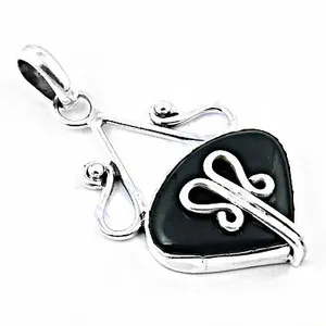 Collier pendentif en onyx noir pour femmes, argent sterling 925, charme bohème, plaqué or, bijoux cadeau - Product Image 1