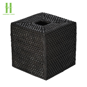 Eco-friendly Natural Rattan Tissue <b>Box</b> Cover with <b>Lock</b> Decorative Bathroom Holder Made in Vietnam Custom Logo - Product Image 2
