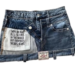 กระโปรงผ้ายีนส์กอธิคทรงพระ Y2K กางเกงขาสั้นผู้หญิงกางเกงขาสั้นทรงฮิปฮอปปักสั้นสไตล์ฮิปฮอปย้อนยุคสีฟ้ากระโปรงสั้นทรงบาง - Product Image 2