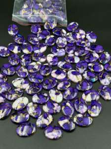 AAA + cabujón de turquesa de cobre púrpura y blanco Natural de alta calidad personalizado 18X25 ovalado y 12MM piedra preciosa suelta redonda - Product Image 2