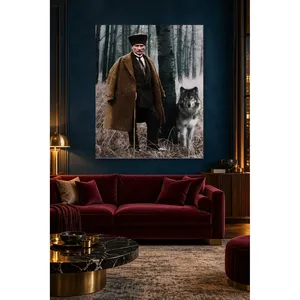 Fida Ataturk avec un loup dans un forêt enneigée, impression sur toile - Product Image 5