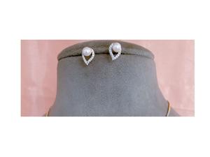 Glamorous Stylish Gold <b>Silver</b> Polish With CZ Stones Look Pendent <b>Set</b> <b>Necklace</b> with <b>Earrings</b> for Women for Party Wear For Women - Product Image 3