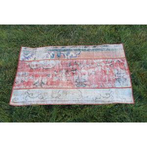 1.9x3.3 ft Rug, Vintage Rug, Turkish <b>Red</b> <b>Wool</b> Floral Rug - Product Image 4