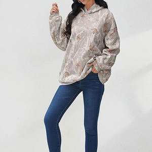 เสื้อสเวตเตอร์ผ้าฝ้ายมีฮู้ดเสื้อสเวตเตอร์มีฮู้ดเสื้อลำลองทรงหลวมสไตล์ฤดูหนาวมีโลโก้ด้านหน้า - Product Image 5