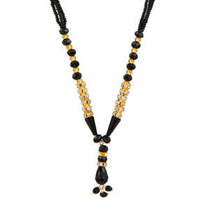 Kriaa Gold Plated White Austrian & Beads Mangalsutra Elegant <b>Fine</b> <b>Toe</b> <b>Ring</b>-1500638 - Product Image 1