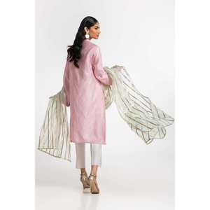 Chemise décontractée pour femme en jacquard teinté rose clair brodé - Product Image 1