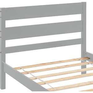 Cadre de lit minimaliste en bois massif gris moderne, meubles de chambre à coucher - Product Image 3