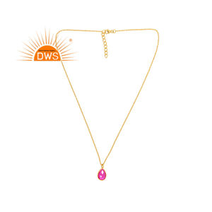 Meilleure vente en argent Sterling plaqué or Doublet rubis Tourmaline Quartz pierre précieuse pendentif collier Demi bijoux fins pour femmes Gi - Product Image 1