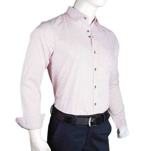 เสื้อเชิ้ตธุรกิจลำลองสำหรับผู้ชาย - สีแดง-ขาว - Product Image 1