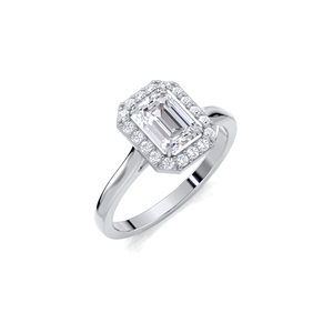 IGI Certified 1.18CT Emerald Cut Halo Lab Grown Diamond Engagement <b>Ring</b> 14K Yellow/White/Rose Gold Geometric Frame Bridal <b>Ring</b> - Product Image 3