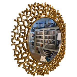 Miroir mural encadrée élégant de style européen en forme de fleur, plaqué or de haute qualité, en métal de qualité supérieure, pour la maison et les hôtels - Product Image 5
