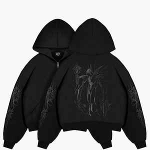 เสื้อฮู้ดผู้ชายสไตล์วินเทจ ย้อมสีสโตน แต่งคริสตัล ทรงปกติ ซิปหน้า ผ้าคอตตอนผสม สำหรับผู้ชายและผู้หญิง ผลิตโดยผู้ผลิตเสื้อผ้า - Product Image 3