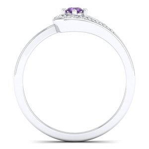 แหวนหมั้น REYES รุ่นใหม่ล่าสุด เงินแท้ 925 ประดับโมอิสซาไนต์ สำหรับผู้หญิง ทรงกลม ประดับพลอยอเมทิสต์ ขายส่งเครื่องประดับคุณภาพสูง - Product Image 4