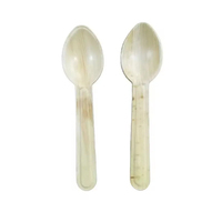 Cucharas Desechables Modernas y Sostenibles de Hoja de Palma de 16 cm, Cubiertos Biodegradables Ecológicos para Fiestas