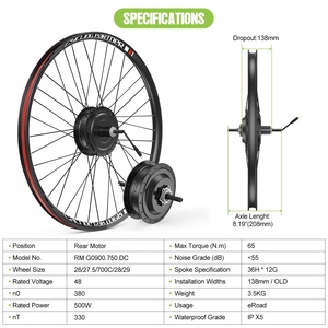 <span class=keywords><strong>Kit</strong></span> de conversion de vélo électrique <span class=keywords><strong>Bafang</strong></span> RM G020 48V 500W <span class=keywords><strong>Moteur</strong></span> sans balais 26-29-700C <span class=keywords><strong>Moteur</strong></span> de moyeu arrière IP65 <span class=keywords><strong>Kit</strong></span> de vélo électrique avec batterie 20Ah - Product Image 3