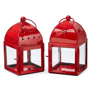 Ensemble de 2 mini lanternes au meilleur design fait à la main avec un revêtement de couleur rouge pur de qualité supérieure à un coût très élevé - Product Image 1