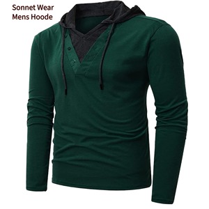 Sudadera con capucha sólida para hombre con bolsillo de canguro Diseño de hombro caído Sudadera duradera - Product Image 4